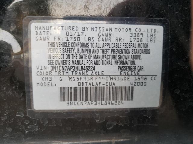 Photo 10 from auction – 2017 NISSAN VERSA S with VIN 3N1CN7AP3HL846224