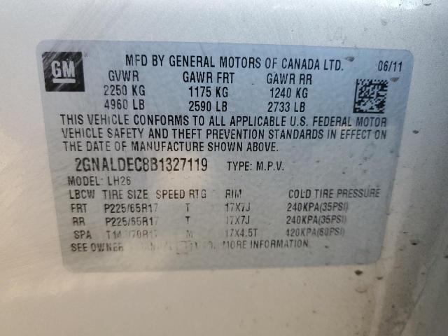 Photo 10 from auction – 2011 CHEVROLET EQUINOX LT with VIN 2GNALDEC8B1327119