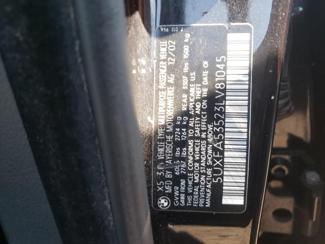Photo 10 from auction – 2003 BMW X5 3.0I with VIN 5UXFA53523LV81045
