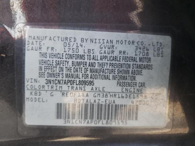 Photo 10 from auction – 2015 NISSAN VERSA S with VIN 3N1CN7AP0FL809595