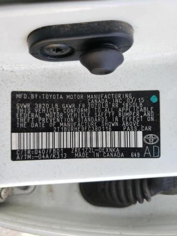 Photo 10 from auction – 2015 TOYOTA COROLLA L with VIN 2T1BURHE9FC380116