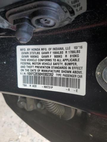 Photo 10 from auction – 2017 HONDA CIVIC LX with VIN 19XFC2E50HE002352