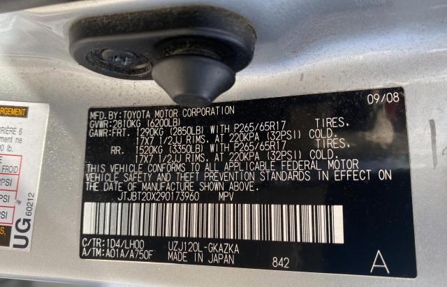 Photo 10 from auction – 2009 LEXUS GX 470 with VIN JTJBT20X290173960