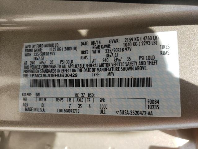 Photo 10 from auction – 2017 FORD ESCAPE TIT with VIN 1FMCU9JD9HUB30429