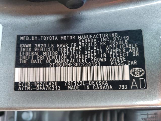 Photo 10 from auction – 2019 TOYOTA COROLLA L with VIN 2T1BURHE3KC238161