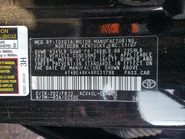 Photo 10 from auction – 2008 TOYOTA CAMRY CE with VIN 4T4BE46K48R031798