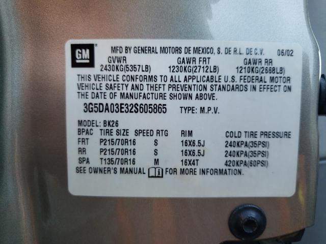 Photo 10 from auction – 2002 BUICK RENDEZVOUS with VIN 3G5DA03E32S605865