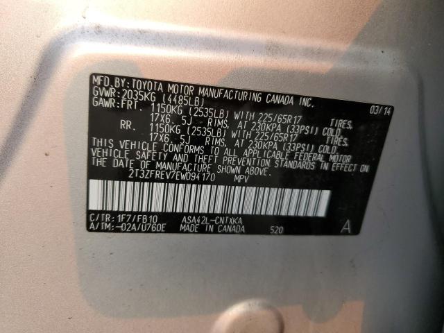 Photo 10 from auction – 2014 TOYOTA RAV4 LE with VIN 2T3ZFREV7EW094170