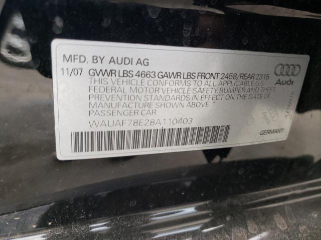 Photo 10 from auction – 2008 AUDI A4 2.0T with VIN WAUAF78E28A110403