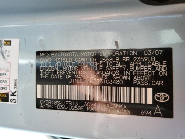 Photo 10 from auction – 2007 TOYOTA CAMRY CE with VIN JTNBE46K773103480