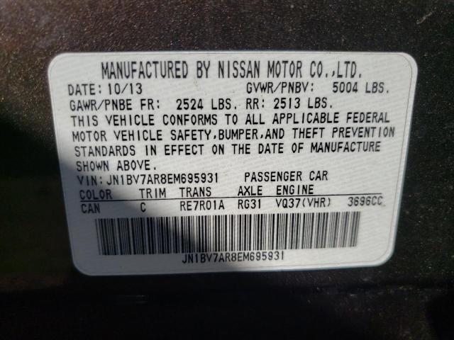 Photo 10 from auction – 2014 INFINITI Q50 BASE with VIN JN1BV7AR8EM695931