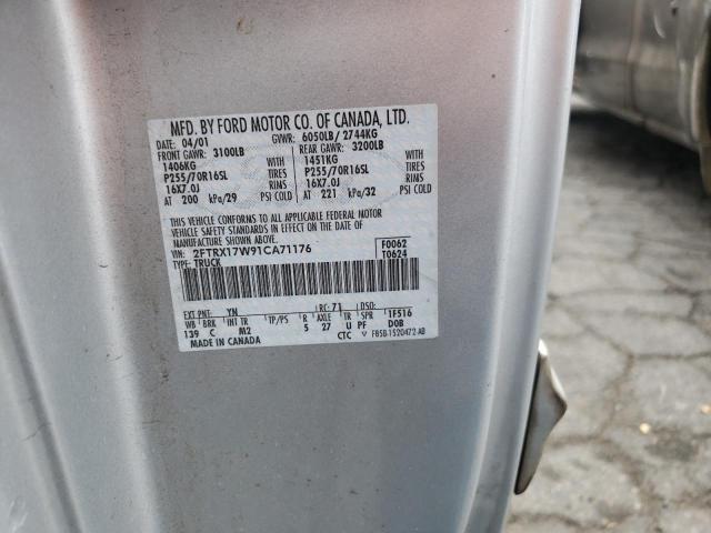 Photo 10 from auction – 2001 FORD F150 with VIN 2FTRX17W91CA71176