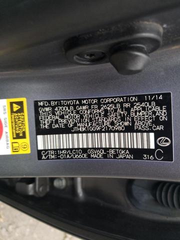 Photo 10 from auction – 2015 LEXUS ES 350 with VIN JTHBK1GG9F2170980