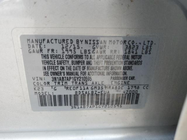 Photo 10 from auction – 2016 NISSAN SENTRA S with VIN 3N1AB7AP1GY210595