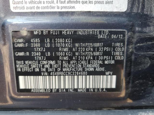 Снимка 10 от търг – 2012 SUBARU OUTBACK 2. с VIN 4S4BRBCC9C3284680