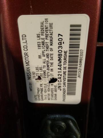 Photo 10 from auction – 1998 NISSAN MAXIMA with VIN JN1CA21A4WM803007