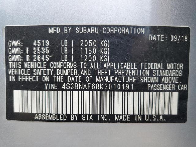 Photo 10 from auction – 2019 SUBARU LEGACY 2.5 with VIN 4S3BNAF68K3010191