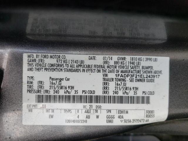 Zdjęcie 10 z aukcji – 2014 FORD FOCUS SE z VIN 1FADP3F21EL243917