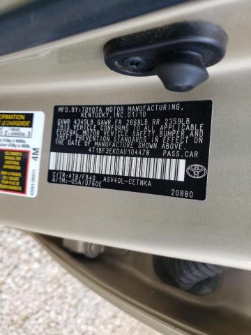 Photo 10 from auction – 2010 TOYOTA CAMRY BASE with VIN 4T1BF3EK0AU104478
