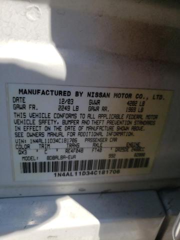 Photo 10 from auction – 2004 NISSAN ALTIMA BAS with VIN 1N4AL11D34C181706