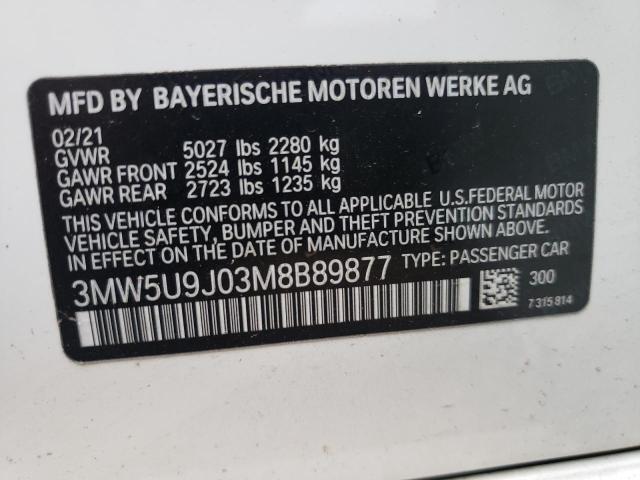 Photo 10 from auction – 2021 BMW M340XI with VIN 3MW5U9J03M8B89877