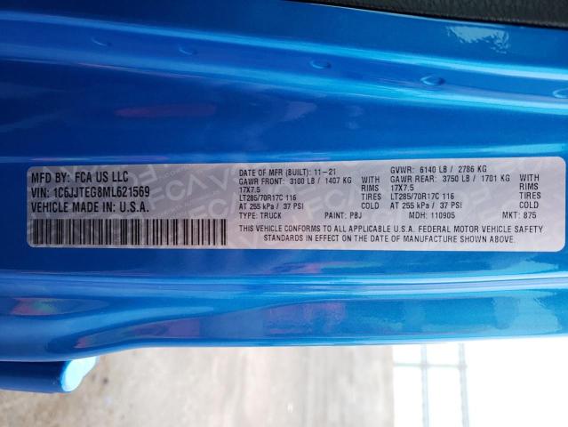 Photo 10 from auction – 2021 JEEP GLADIATOR with VIN 1C6JJTEG8ML621569