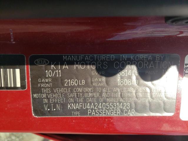 Photo 10 from auction – 2012 KIA FORTE EX with VIN KNAFU4A24C5531423