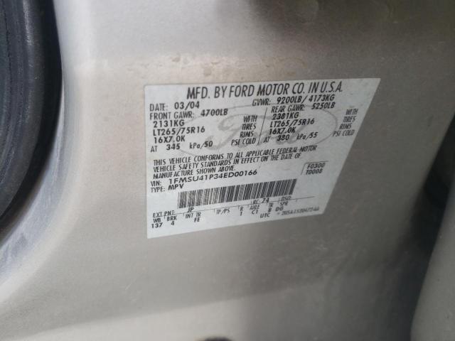 Photo 10 from auction – 2004 FORD EXCURSION with VIN 1FMSU41P34ED00166
