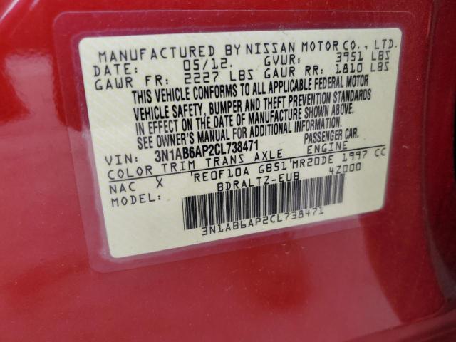 Photo 10 from auction – 2012 NISSAN SENTRA 2.0 with VIN 3N1AB6AP2CL738471