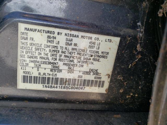 Photo 10 from auction – 2005 NISSAN MAXIMA SE with VIN 1N4BA41E85C804047