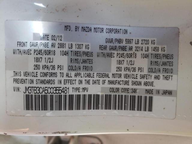 Photo 10 from auction – 2012 MAZDA CX-9 with VIN JM3TB3CA5C0355481