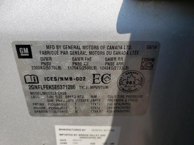 Photo 10 from auction – 2014 CHEVROLET EQUINOX LT with VIN 2GNFLFEK5E6371286