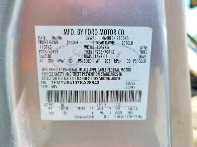 Photo 10 from auction – 2007 FORD ESCAPE LIM with VIN 1FMYU94107KA28843