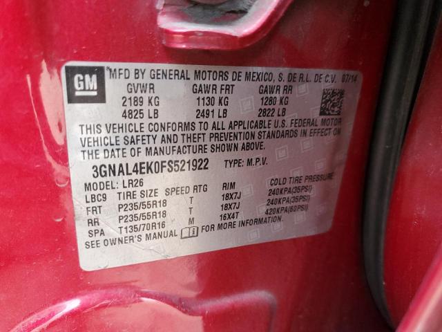 Photo 10 from auction – 2015 CHEVROLET CAPTIVA LT with VIN 3GNAL4EK0FS521922