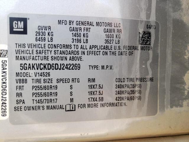 Photo 10 from auction – 2013 BUICK ENCLAVE with VIN 5GAKVCKD6DJ242269