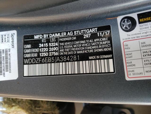 Photo 10 from auction – 2018 MERCEDES-BENZ E 43 4MATI with VIN WDDZF6EB5JA384281