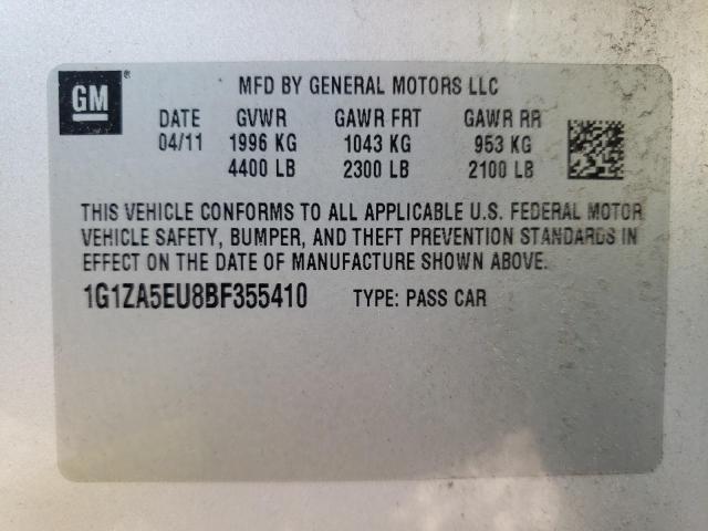 Photo 10 from auction – 2011 CHEVROLET MALIBU LS with VIN 1G1ZA5EU8BF355410