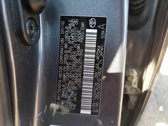 Photo 10 from auction – 2010 TOYOTA COROLLA BA with VIN JTDBU4EE5AJ071392