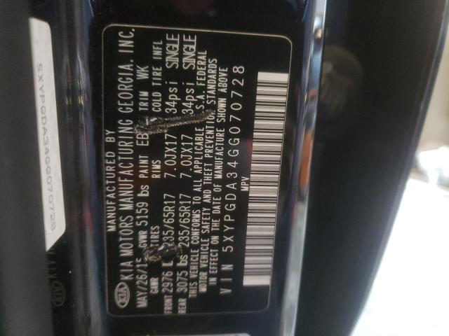 Photo 10 from auction – 2016 KIA SORENTO LX with VIN 5XYPGDA34GG070728