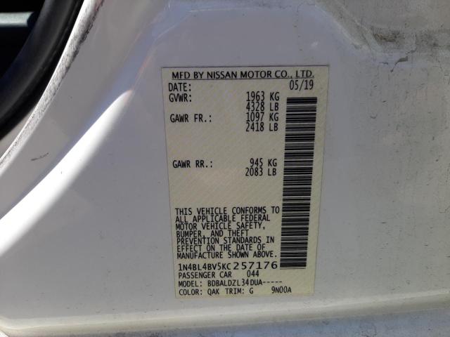 Photo 10 from auction – 2019 NISSAN ALTIMA S with VIN 1N4BL4BV5KC257176