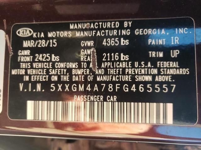 Photo 10 from auction – 2015 KIA OPTIMA with VIN 5XXGM4A78FG465557