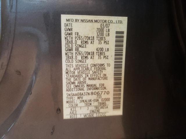 Photo 10 from auction – 2007 INFINITI QX56 with VIN 5N3AA08A37N806770