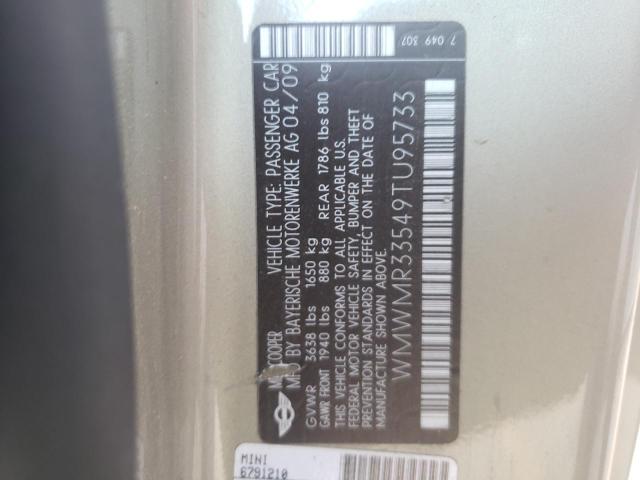 Photo 10 from auction – 2009 MINI COOPER with VIN WMWMR33549TU95733