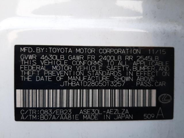 Photo 10 from auction – 2016 LEXUS IS 200T with VIN JTHBA1D28G5013257