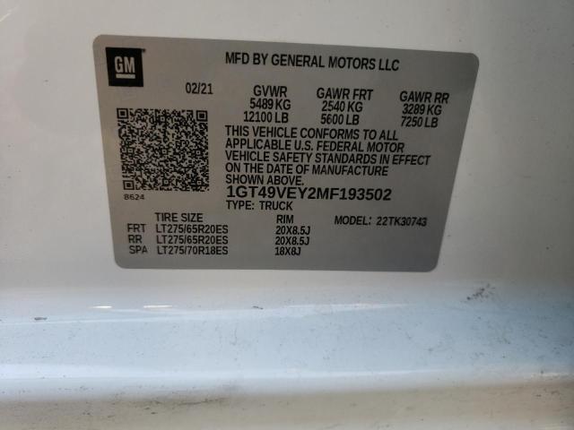 Photo 10 from auction – 2021 GMC SIERRA K35 with VIN 1GT49VEY2MF193502