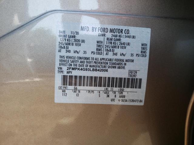 Photo 10 from auction – 2020 FORD EDGE SE with VIN 2FMPK4G93LBB42006