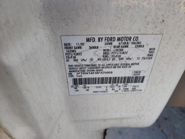 Photo 10 from auction – 2008 FORD F150 SUPER with VIN 1FTRW14518FA70505