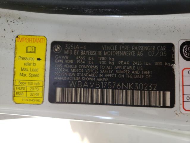 Photo 10 from auction – 2006 BMW 325 I AUTO with VIN WBAVB17576NK30232
