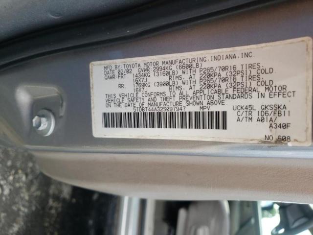 Photo 10 from auction – 2002 TOYOTA SEQUOIA SR with VIN 5TDBT44A32S097947