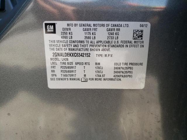 Photo 10 from auction – 2012 CHEVROLET EQUINOX LT with VIN 2GNALDEKXC6342152